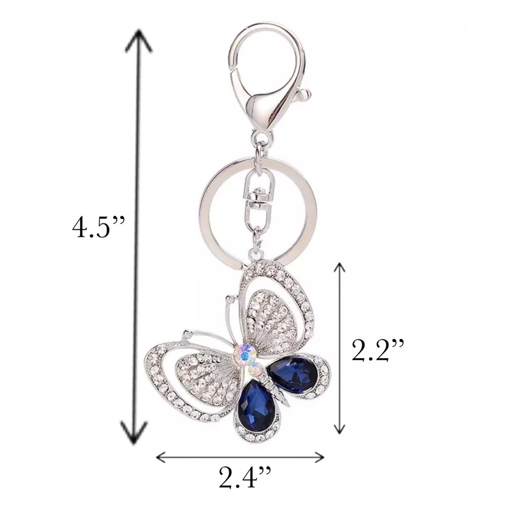 Silver and Ruby Red Crystal Butterfly Keychain Charm - Picture 16 of 16